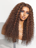 LUVME HAIR 18 Inch Deep Wave Medium Copper Brown Glueless Human Hair Wig Pre Plucked Precut 5x5 Lace Front Wigs