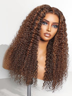 LUVME HAIR 18 Inch Deep Wave Medium Copper Brown Glueless Human Hair Wig Pre Plucked Precut 5x5 Lace Front Wigs