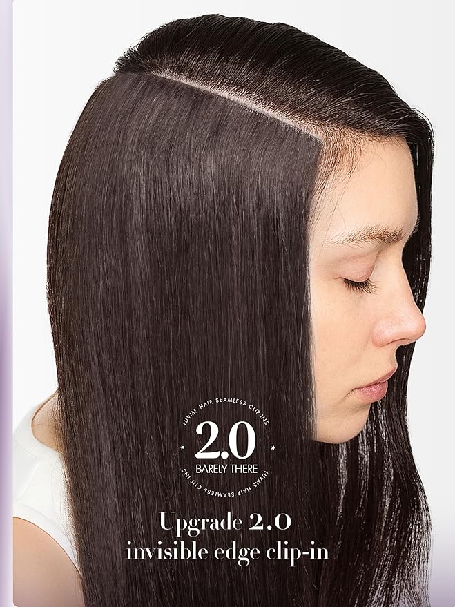 LUVME Invisible Clip in Hair Extensions Real Human Hair, 18 inch 110g 6Pcs, Natural Remy Human Hair Extensions Clip ins for Women, Natural Human Hair Silky Straight Highlight No.2