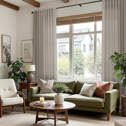 Grey Beige Curtains 90 Inches Long - Image 8