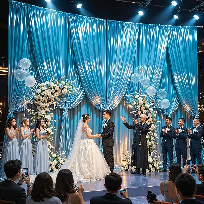 40x10ft Sky Blue Glitter Backdrop Curtain - Image 7