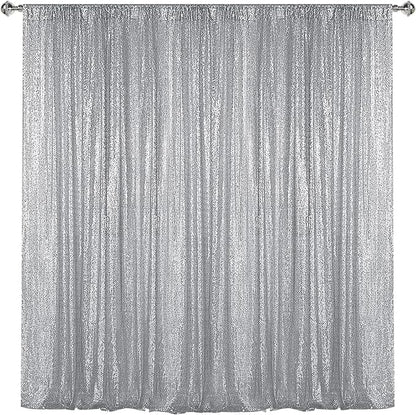 Sugargirl Silver Sequin Backdrop Curtain 10FTx10FT Glitter Silver Background by Sugargirl