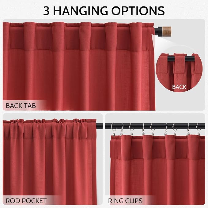 Christmas Red Linen Curtains 72 Inches Long - Image 2