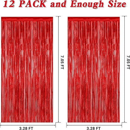 ZATAYE 12 Pack Red Valentines Christmas Foil Curtain Streamer Decorations | Red - Image 2