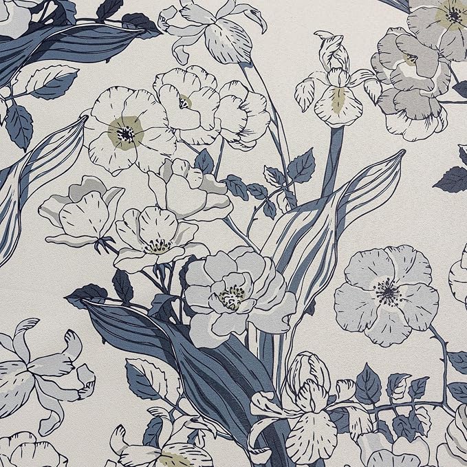SUOUO Grey Blue Floral Blackout Curtains - Image 5
