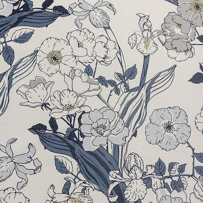 SUOUO Grey Blue Floral Blackout Curtains - Image 5