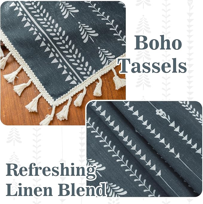 Boho Dark Grey Curtains 84 inch Long - Image 3