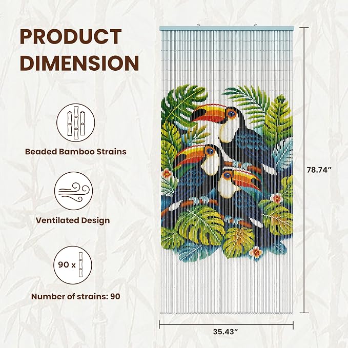 Rainforest Beaded Bamboo Curtain - Image 3