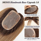 starluck Hair Toppers for Women Real HumanHair,5.5"*4"MONO Large Base,100% Real Human Hair-Toppers for Women with Thinning,46g Hand-moven Topper,Gray Roots,High Volume,Ombre Ash Blonde