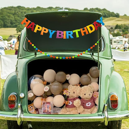 Pre-Strung 3D Felt Happy Birthday Banner, Retro Color Birthday Decorations | - Image 5