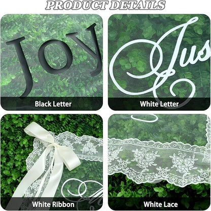 2 Pcs Personalized Sheer Lace Wedding Chair Sign - Image 5