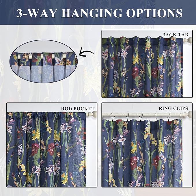 Schweek Floral Curtains 63 Inches Length 2 Panels - Image 6