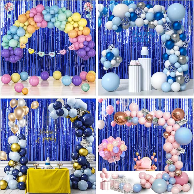 Birthday Party Decorations| 3 Pack 3.3 x 9.9 ft Blue Foil Fringe Curtains Party - Image 7