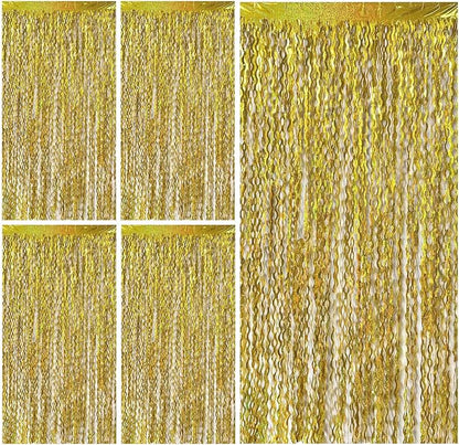 Gold Backdrop Birthday Decorations Foil Curtain Backdrop Gold Streamers Dance by BOMSI