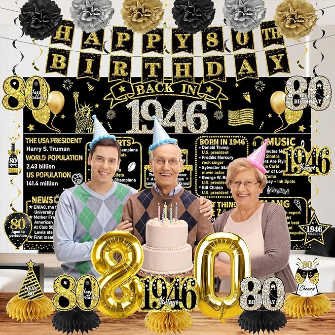Zirtorei 80th Birthday Decorations - Image 5