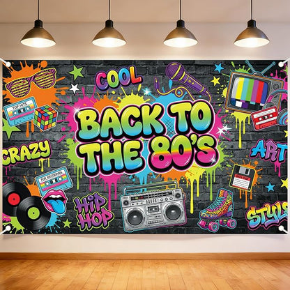 Back to The 80's Backdrop Decorations by NIUBEHOHO