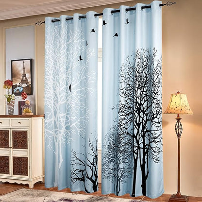 SUBRTEX Boho Leaf Printed Curtains 63 inch Long 2 Panels, Room Darkening by Subrtex