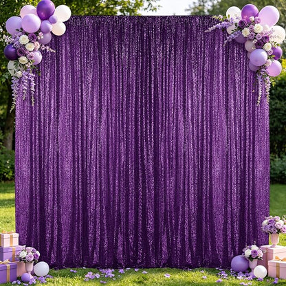 Hahuho Purple Sequin Backdrop Curtain, Party Decoration（1 Panels, 4FT x 8FT by Hahuho