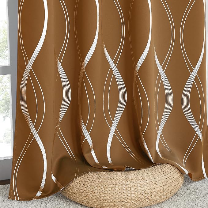 NICETOWN Gold Brown Blackout Curtains 63 inch Long - Image 6