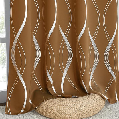 NICETOWN Gold Brown Blackout Curtains 63 inch Long - Image 6