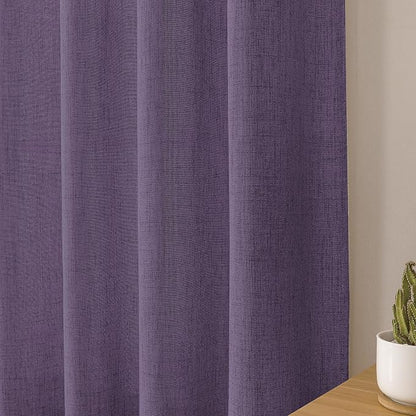 Tollpiz Linen Tier Curtains Rod Pocket Semi Sheer Short Kitchen Curtain Half - Image 8