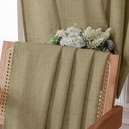 Tollpiz Linen Curtains Living Room Rod Pocket Semi Sheer Curtain Burlap Light - Image 6