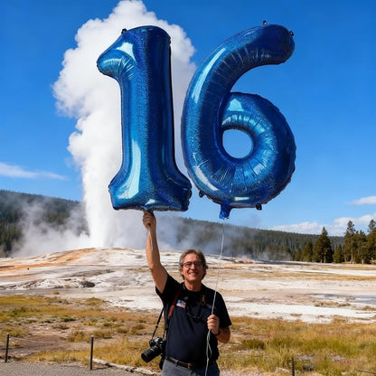 Jonhamwelbor 40 Inch Laser Blue 16 Balloon Numbers Foil Mylar Giant Balloon - Image 5