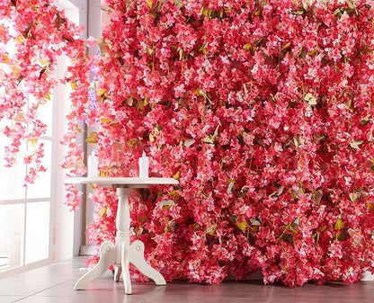 Artificial Flower Garland 2pcs 5.6ft Hydrangea Vine Decor, Dark Pink Flower | - Image 2