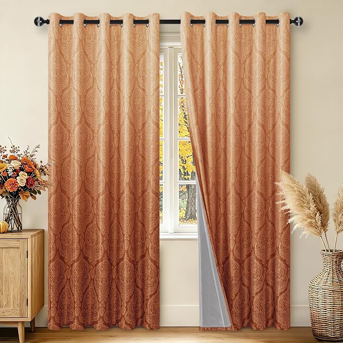 DWCN Burnt Orange Blackout Curtains by DWCN