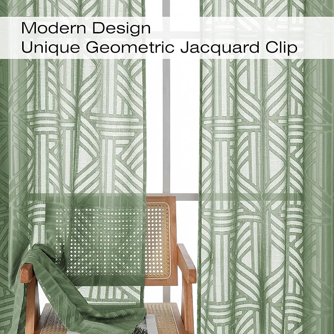 Simplebrand Sage Green Sheer 36 Inch Tier Curtains 2 Panels, Light Filtering - Image 3