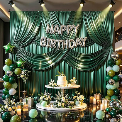 30x10ft Dark Green Glitter Backdrop Curtain - Image 3