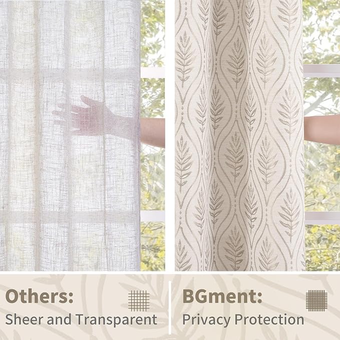 BGment Camel Curtains for Living Room 72 Inches Long, Natural French Country - Image 6