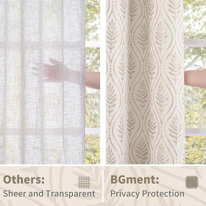 BGment Camel Curtains for Living Room 72 Inches Long, Natural French Country - Image 6