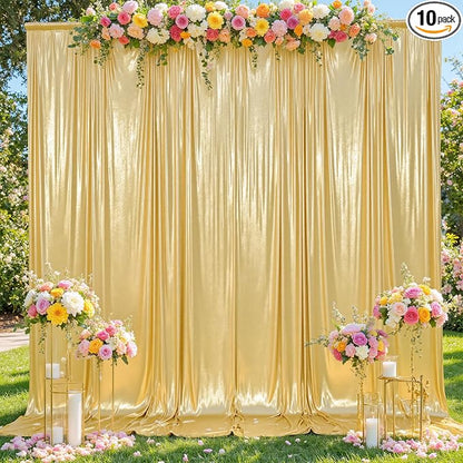 50x12ft Glitter Gold Backdrop Curtains, Sequin Curtains Wrinkle Free Polyester by Gogoparti