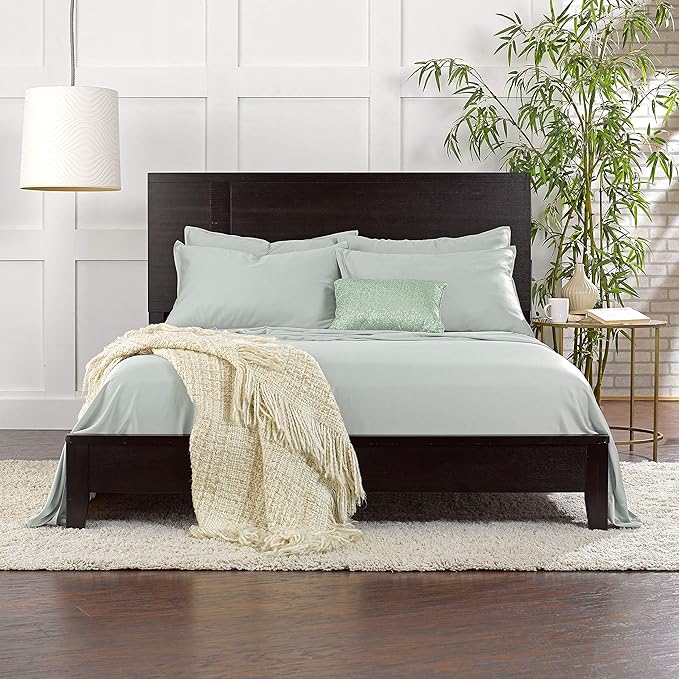 Queen Pillowcases by Pure Bamboo, Genuine 100% Organic Viscose Derived from Bamboo, Luxuriously Soft & Cooling, Double Stitching, Envelope Closure (2 Queen Pillowcases, Sea Glass)