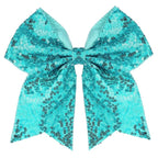 Large Glitter Cheer Bows Clips, Jumbo Big 7 Inch Cheerleading Sequin Hair Bow Hair Accessories for Teens Girls Football Sports Cheerleader Outfit Uniform (Peacock Green)