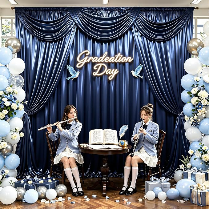 20x10ft Navy Blue Glitter Backdrop Curtain - Image 6