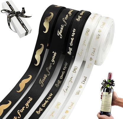 Happy Father's Day Ribbon Fathers Day Decorations Gift Box Wrapping Paper Decor by MEEDEE