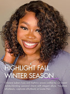 LUVME HAIR 10" Curly Glueless Wigs Human Hair Pre Plucked Pre Cut, Undetectable HD Lace Curly Bob Wig Human Hair Short Black Wig with Blonde Highlights Ready to Go Wig 180 Density