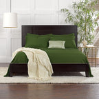 Queen Pillowcases by Pure Bamboo, Genuine 100% Organic Viscose Derived from Bamboo, Luxuriously Soft & Cooling, Double Stitching, Envelope Closure (2 Queen Pillowcases, Pesto)