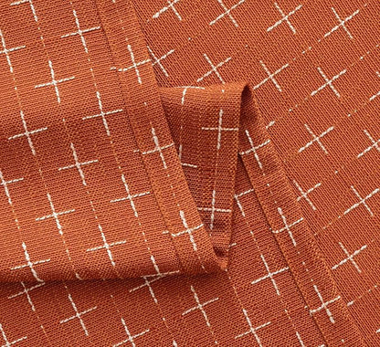 MIULEE Patterned Farmhouse Linen Curtains, Back Tab, Burnt Orange | Linen - Image 5