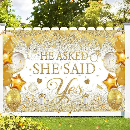 Gold Engagement Party Decorations White Gold Engagement Banner Backdrop He - Image 4