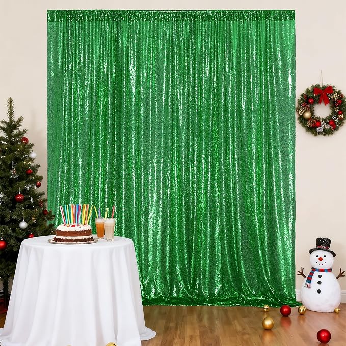 Poise3EHome Green Sequin Backdrop, 6FT x 8FT Sequin Photography Backdrop Curtain - Image 6