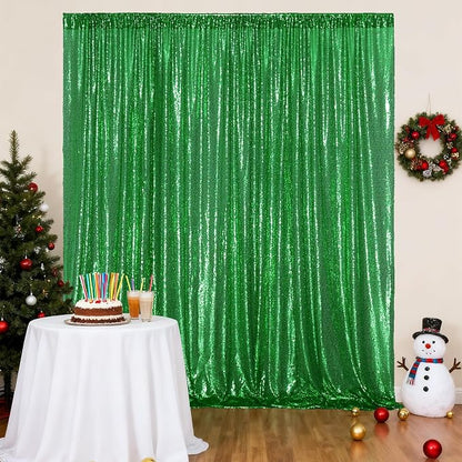 Poise3EHome 8FT x 10FT Green Sequin Photography Backdrop Curtain - Image 6