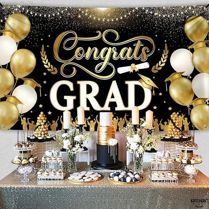 KatchOn Black and Gold Graduation Decorations 2026 Graduation Banner - Image 9