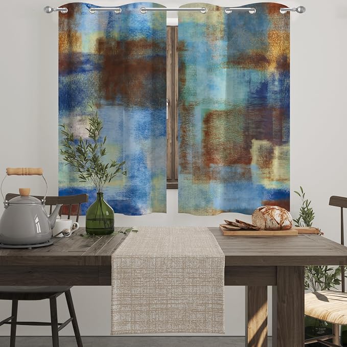 Asuexpect Abstract Curtains 2 Panels Abstract Rust Curtain Room Darkening - Image 5