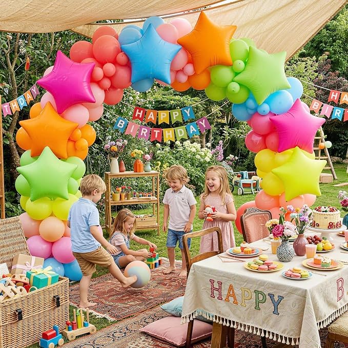 Neon Star Balloons, 19 Inch Hot Pink Blue Green Yellow Red Orange Glow - Image 7