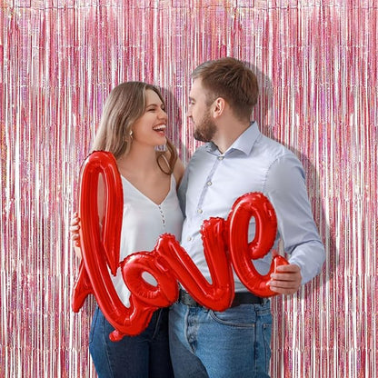 BRAVESHINE Rose Gold Tinsel Foil Fringe Curtains | Holidays Party Backdrop | 2 - Image 2