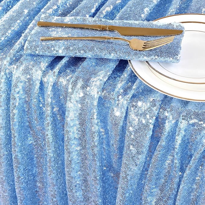Baby Blue Christmas Backdrop Curtains 4 Pieces 2FTx8FT Sequin Photo Pooth | - Image 6