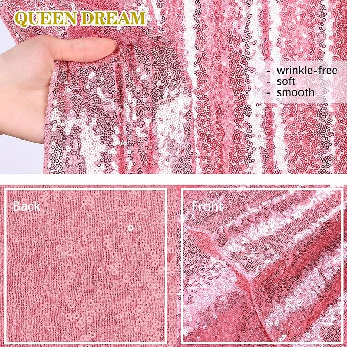 Blush Pink Sequin Backdrop Glitter Backdrop Curtains 7ft x 7ft Glitter - Image 5
